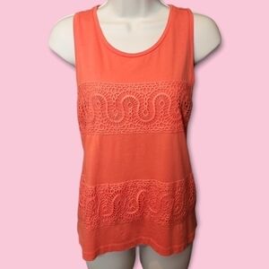 J. Crew Embroidered Crochet Lace Detail 100% Cotton Tank Top Sz XS Petite
